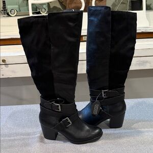 Style & Co. Black Heeled Boots with Buckle Detail